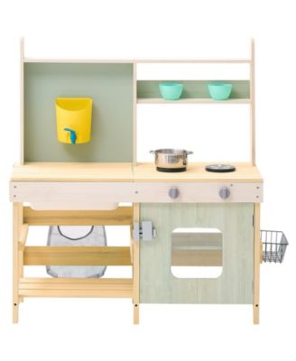 Outdoor Mud Kitchen with Storage Bag, Metal Baskets & Stoves