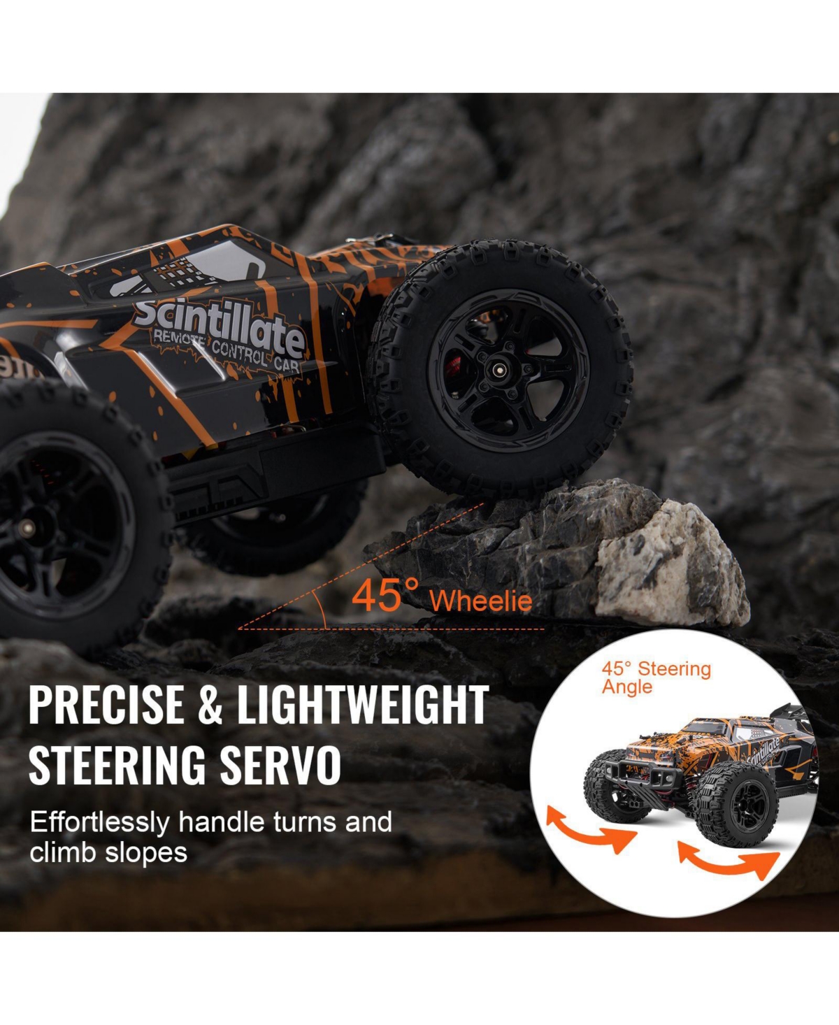 Remote Control Car, 1:10 Scale 4WD Off-Road Rc Truck with Adjustable Speed and Wheelie Function for Kids Ages 8+