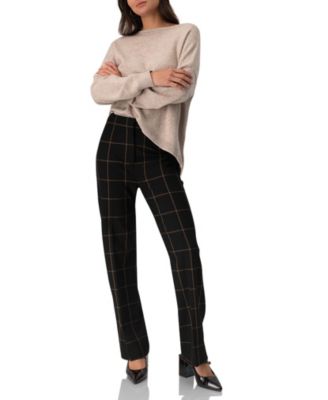 Women's Black Tailored Straight-Leg Trousers