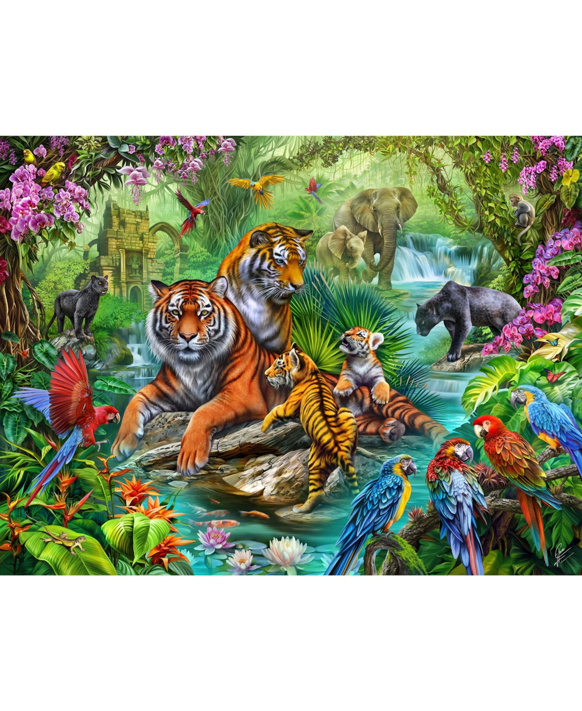 SunsOut Tiger Jungle 500 piece Jigsaw Puzzle for Adults