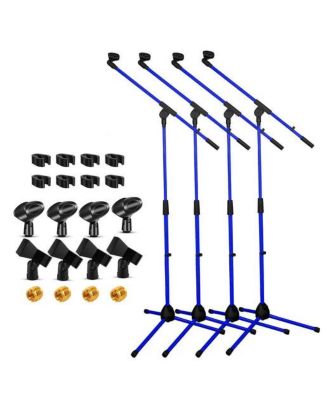 Tripod Mic Stand Heavy Duty Height Adjustable Floor Microphone Boom Arm Pedestal Para Microfono for Singing On Stage Studio - MS 080 D-BLU 4PCS