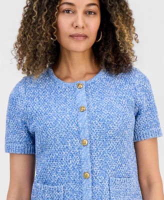 Petite Marled Short-Sleeve Cardigan