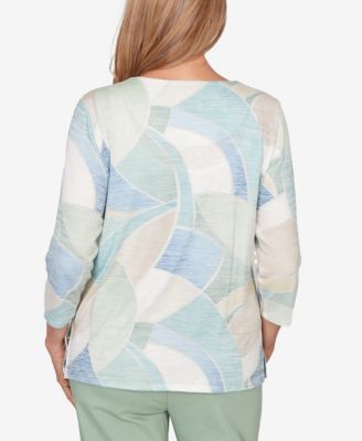 Petite St. Augustine Stained Glass Print Embellished Neck Top