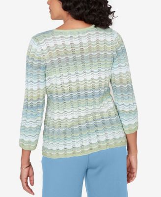 Petite St. Augustine Textured Space Dye Split Neck Sweater
