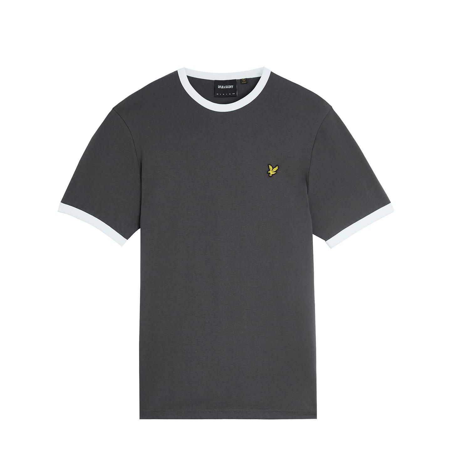 Мужская футболка Lyle & Scott Ringer T-shirt., цвет: Графитовый / Белый — фото 4