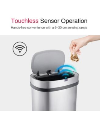 18 Gallon Stainless Steel Oval Motion Sensor Trash Can for Kitchen