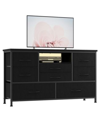 8-Drawer Dresser TV Stand with RGB LED Lighting & Power Outlet, 2 USB Ports