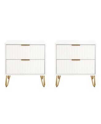 Dumbo Fluted 2-Drawer Wood Nightstand, Set of 2