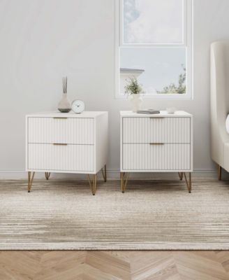 Dumbo Fluted 2-Drawer Wood Nightstand, Set of 2