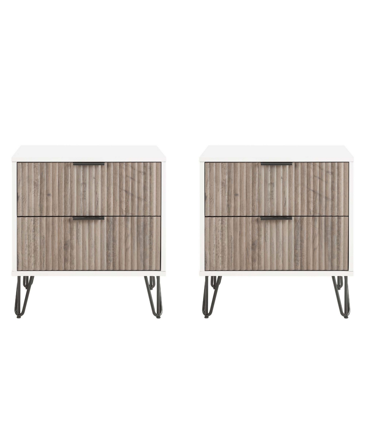 Manhattan Comfort Dumbo Fluted 2-drawer Wood Nightstand, Set Of 2