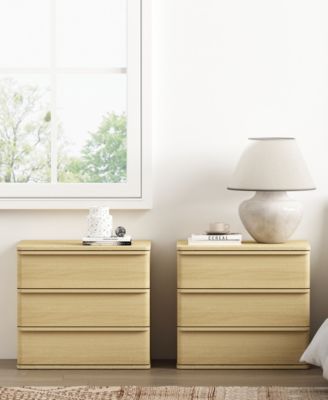 Molly 3-Drawer Wood Nightstand, Set of 2