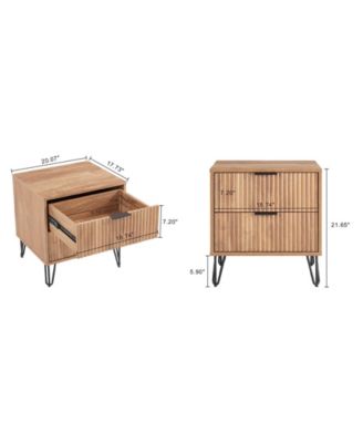 Dumbo Fluted 2-Drawer Wood Nightstand, Set of 2