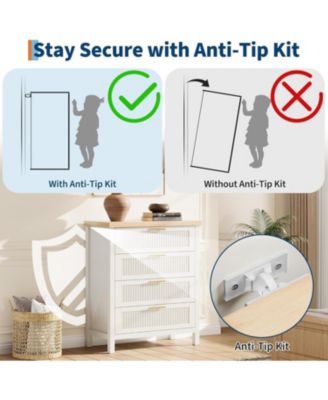 Fluted Dresser for Bedroom, Chest of Dressers, 35inch Tall Dresser for Closet with 4 Fluted Drawers, Chest with Clothes Storage Cabinet, White