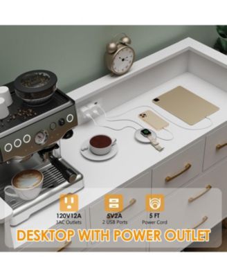 8-Drawer Modern Dresser with LED Light & Charging Station, Wooden Chest, Open Shelf, Bedroom, Living Room