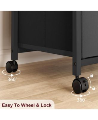 3-Drawer Compact Mobile Filing Cabinet with Stylish Fabric, Storage Solution with Legs & Wheels, Bedroom, Black