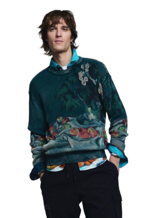 Мужской свитер Desigual Still Life Texture, цвет: Светлый синий