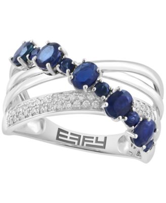 Sapphire (1-1/4 ct. t.w.) and Diamond (1/6 ct. t.w.) Ring in 14k White Gold