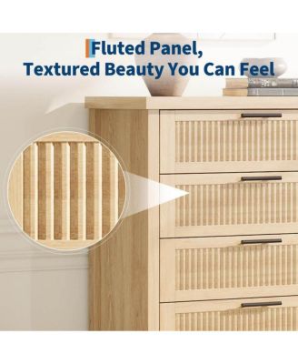 5-Drawer Modern Fluted Dresser Bedroom Chest, Fluted Drawers with Metal Handle, Large Storage Cabinet for Nursery, Living Room