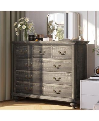9-Drawer Black Dresser for Bedroom, Large Storage Chest, Metal Handles, Wooden Organizer for Living Room