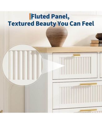 7-Drawer Modern Fluted Dresser Bedroom Chest, Fluted Drawers with Metal Handle, Large Storage Cabinet for Nursery, Living Room