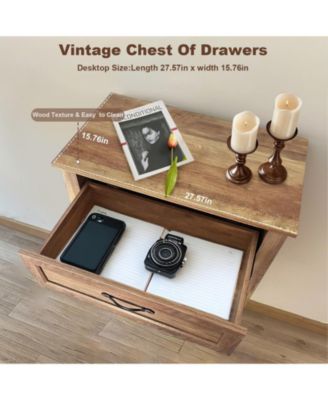 5-Drawer Farmhouse Dresser, Tall Rustic Wood Chest, Vintage Finish, Spacious Storage for Bedroom, Living Room, Brown