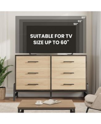 6-Drawer Black Polished Engineered Wood Dresser, Modern Storage Chest for Bedroom, Living Room