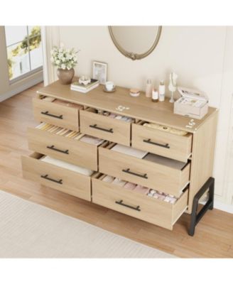 7-Drawer Polished Engineered Wood Dresser, Chic Cabinet Legs, Waterproof Desktop, Modern Storage