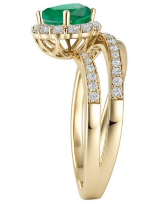 Emerald (1-1/5 ct. t.w.) And Diamond (1/2 ct. t.w.) Ring in 14k Yellow Gold (Also Available in Sapphire & Ruby)