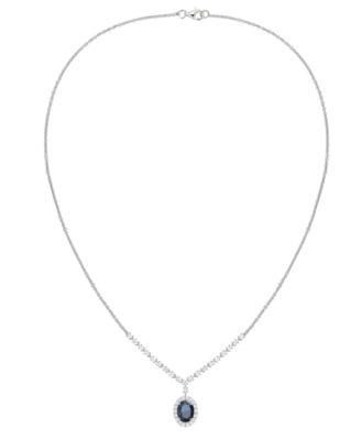 Sapphire (1-1/2 ct. t.w.) And Diamond (5/8 ct. t.w.) Necklace in 14k White Gold (Also Available Emerald & Ruby)