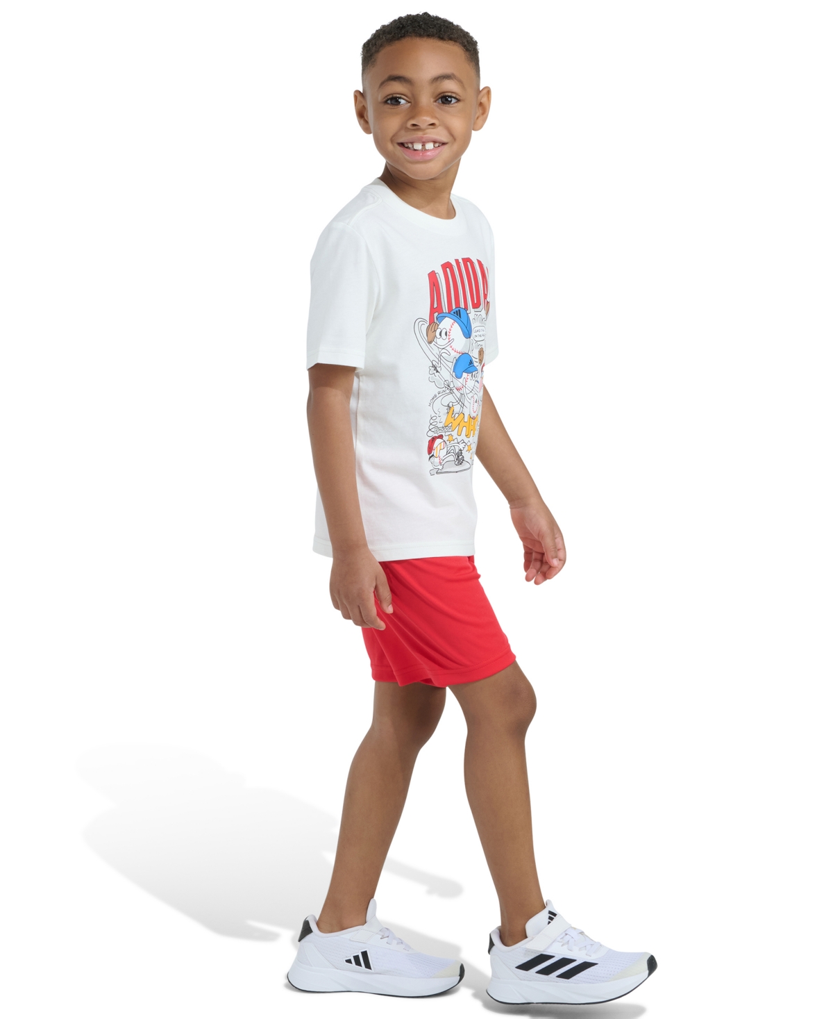 adidas Boys' 2T-7 Essential Graphic T-Shirt and Shorts, 2-Piece Set