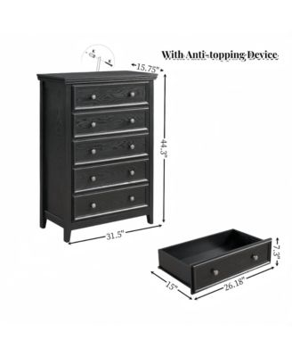 5-Drawer Modern Storage Cabinet Closet Organizer