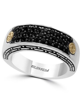 Men's Black Spinel (1-1/10 ct. t.w.) Ring in Sterling Silver with 18k Yellow Gold