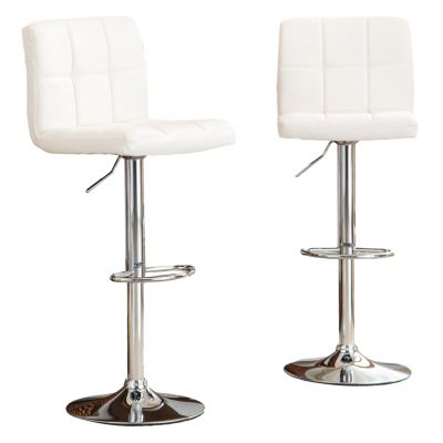 Faux Leather Adjustable Hydraulic Bar Stool, Set of 2