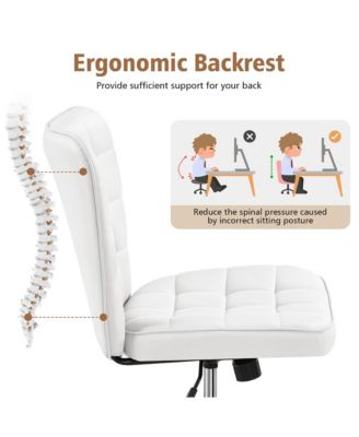 Modern Tufted Armless Desk Chair with Chrome-finish Metal Base, Rolling Wheels, Adjustable Seat Heigh