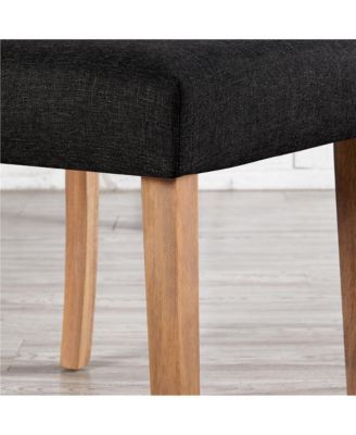 2PCS High Black Classic Fabric Upholstered PU Leather Dining Chair