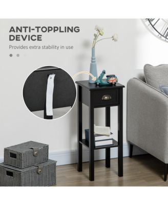 29" 2-Tier Side Table with Drawer Shelf, End Table for Living Room,