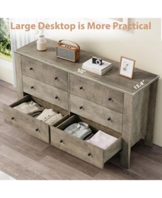 6-Drawer Large Chest, Deep Drawers, Metal Knobs, Double Storage Modern Dresser