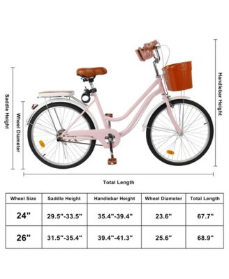 24-Inch Leisure Cruiser Bike with Low Step Frame, Passenger Seat & Removable Footrests