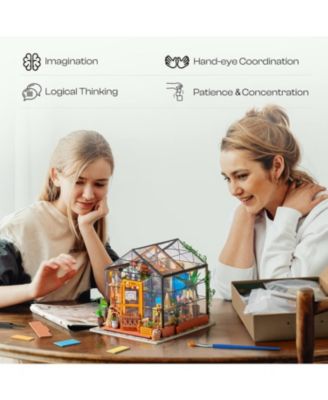 Book Nook Kit DIY Miniature House Kit, 3D Wooden Puzzle Cathy's Greenhouse, Bookend Bookshelf Insert, Diorama Kit Christmas Birthday Gift