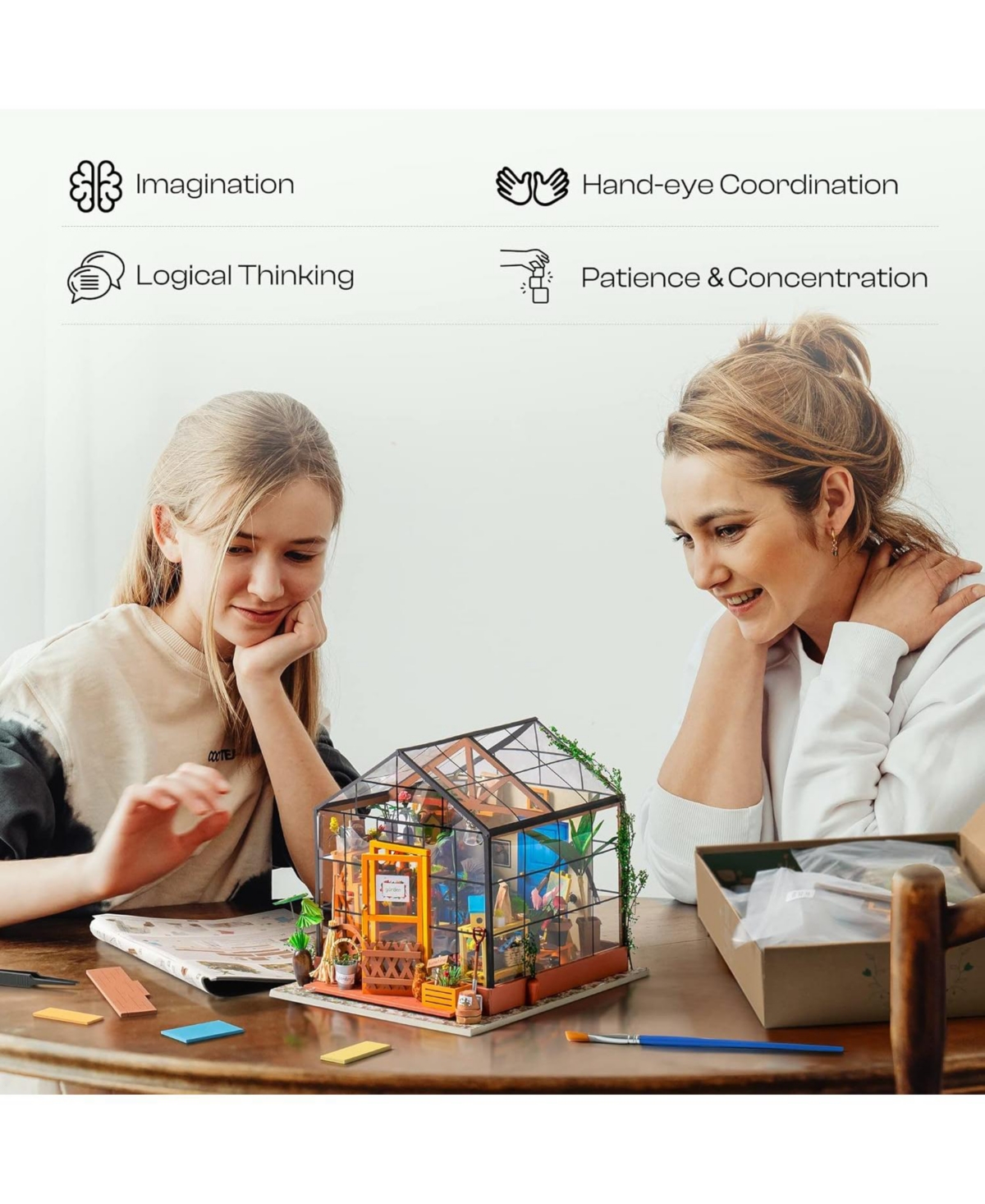 Robotime Book Nook Kit Diy Miniature House Kit, 3D Wooden Puzzle Cathy's Greenhouse, Bookend Bookshelf Insert, Diorama Kit Christmas Birthday Gift