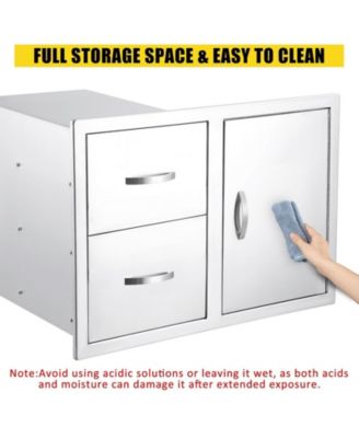 33W x 22H x 22D Inch Outdoor Kitchen Drawer Combo, Paper Towel Rack, Stainless Steel, BBQ Grill Station