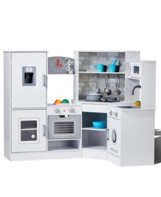 Corner Wooden Play Kitchen with Electronic Sounds & LED Display