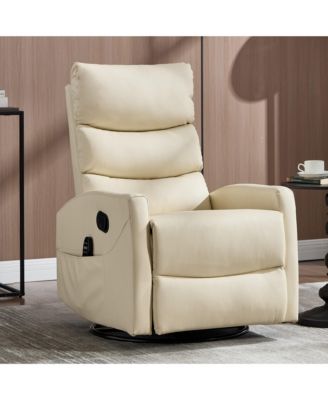 Recliner Chair with Heat Massage Manual Rocker and Swivel in Fabric