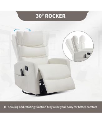 Recliner Chair with Heat Massage Manual Rocker and Swivel in Fabric