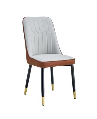 Modern Light Gray/Brown PU Leather Dining Chair - Set of 4
