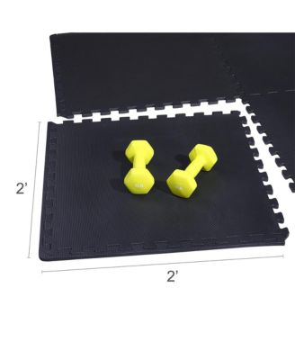 Foam Interlocking Exercise Floor Mat, 24 Square Feet, Black