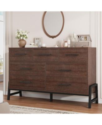 52" Wide 7-Drawer Wooden Freestanding Dresser with Storage