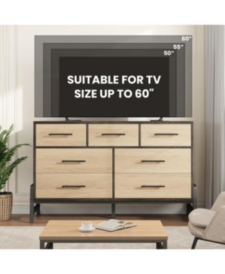7-Drawer Black Polished Engineered Wood Dresser, Chic Cabinet Legs, Waterproof Desktop, Modern Bedroom Storage