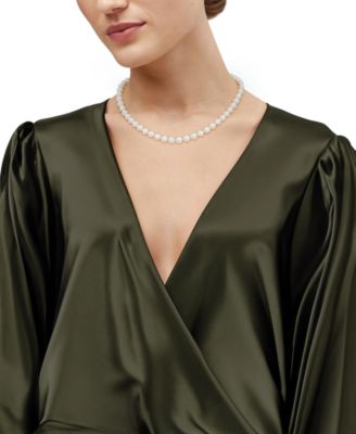 White Cultured Freshwater Pearl (7-8mm) Necklace in 14k Yellow Gold