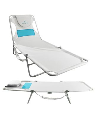 Ladies Comfort Lounger, Foldable Beach Camping Pool Tanning Chair, White